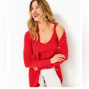 NWT Lily Pulitzer Red Cardigan and Tank Set size M